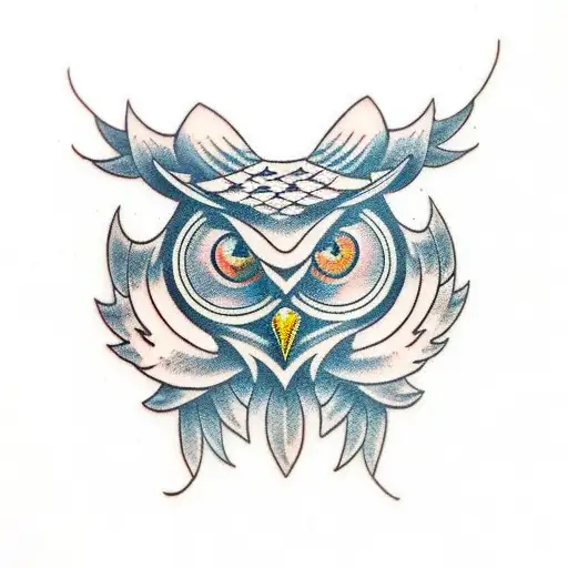 Traditional Owl Painting Watercolor amp Ink neo traditional tattoo flash  style  eBay
