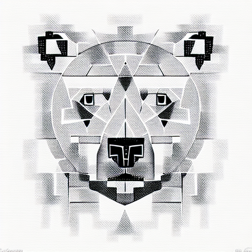 Cubism Picasso Bear Portrait tattoo design idea