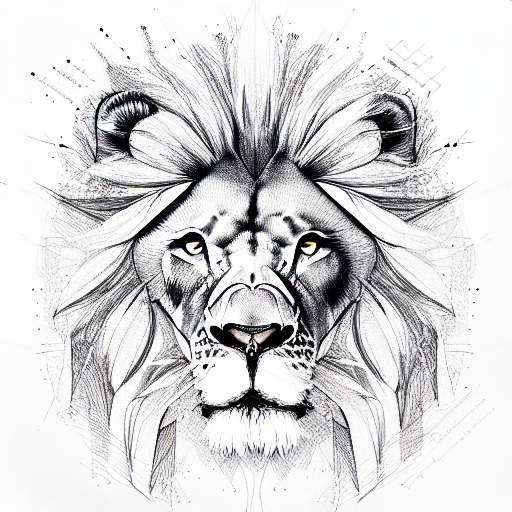 Sketch "Lion" Tattoo Idea - BlackInk AI