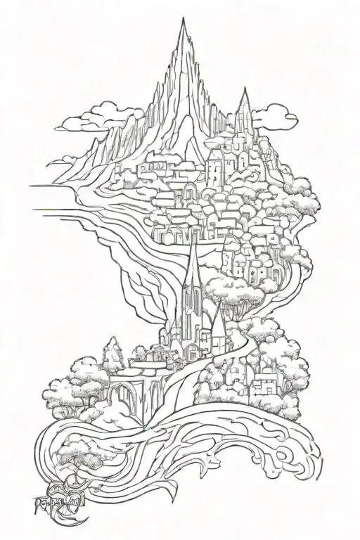 Rivendell City LOTR tattoo design idea