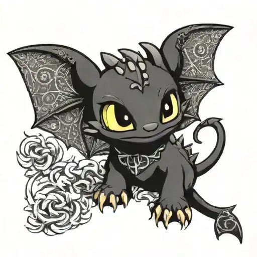 Toothless Night Fury Chibi tattoo design idea