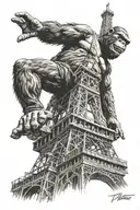 Kink kong climbing the eiffel tower tattoo design idea