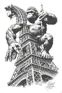 Kink kong climbing the eiffel tower tattoo design idea