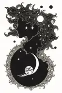 sun and moon tattoo design idea