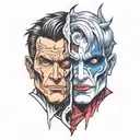 two face Gemini good and evil tattoo design idea