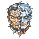 two face Gemini good and evil tattoo design idea