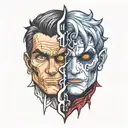two face Gemini good and evil tattoo design idea