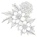 July August November Birth Flower Bouquet tattoo design idea