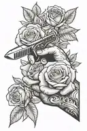 Hand Stabbing Another Hand With Knife, Roses tattoo design idea