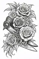 Hand Stabbing Another Hand With Knife, Roses tattoo design idea