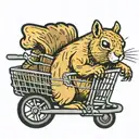 navy seal Squirrel in a shopping cart tattoo design idea