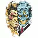 two face Gemini good and evil tattoo design idea