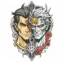 two face Gemini good and evil tattoo design idea