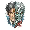 two face Gemini good and evil tattoo design idea