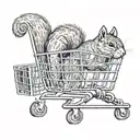Squirrel in a shopping cart tattoo design idea