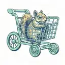 Squirrel in a shopping cart tattoo design idea