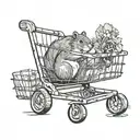 Squirrel in a shopping cart tattoo design idea
