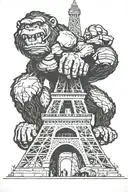 Kink kong climbing the eiffel tower tattoo design idea