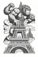 Kink kong climbing the eiffel tower tattoo design idea