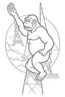 Kink kong climbing the eiffel tower tattoo design idea