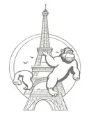Kink kong climbing the eiffel tower tattoo design idea
