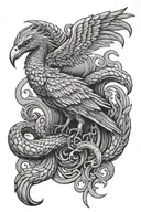 Scorpion Eagle Phoenix tattoo design idea
