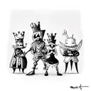 a group of cartoon characters holding playing cards, the queen of hearts tattoo design idea