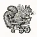 Squirrel in a shopping cart tattoo design idea