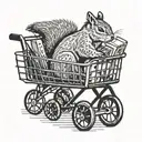 Squirrel in a shopping cart tattoo design idea