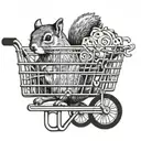 Squirrel in a shopping cart tattoo design idea