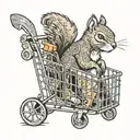 Squirrel in a shopping cart tattoo design idea