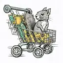 Squirrel in a shopping cart tattoo design idea