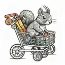 Squirrel in a shopping cart tattoo design idea