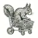 Squirrel in a shopping cart tattoo design idea