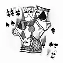 Alice in Wonderland Playing Cards siting at a poker table tattoo design idea