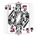 Playing card queen and playing card joker at a table playing poker tattoo design idea