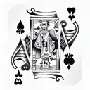 Playing card queen and playing card joker at a table playing poker tattoo design idea