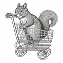 Squirrel in a shopping cart tattoo design idea