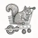 Squirrel in a shopping cart tattoo design idea