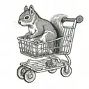 Squirrel in a shopping cart tattoo design idea