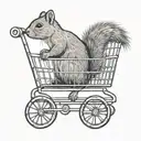 Squirrel in a shopping cart tattoo design idea