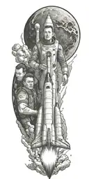 Elon Musk launching rocket tattoo design idea