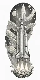 Elon Musk launching rocket tattoo design idea