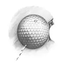 Golf ball breaking through a wooden board tattoo design idea