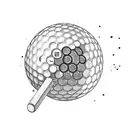 Golf ball breaking through a wooden board tattoo design idea