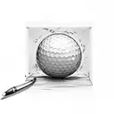 Golf ball breaking through a wooden board tattoo design idea