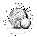 A golf ball splitting into pixels like technology tattoo design idea
