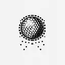 A golf ball splitting into pixels like technology tattoo design idea