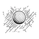 A golf ball splitting into pixels like technology tattoo design idea