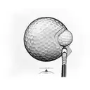 Golf ball, wooden board tattoo design idea